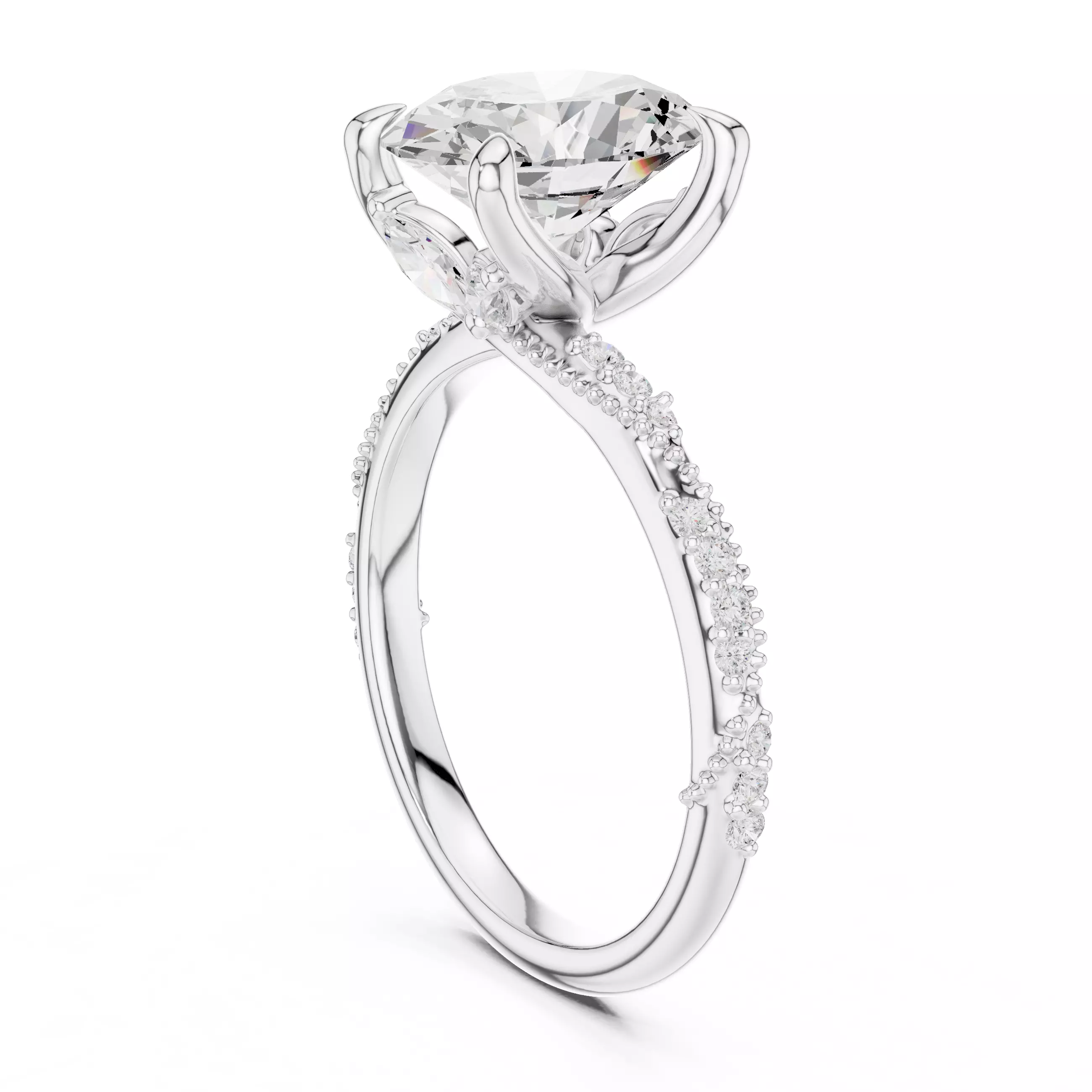 10x8mm Oval Cut Crossover Hidden Marquise Cut Ring 3DM STL Video 3D print model_9