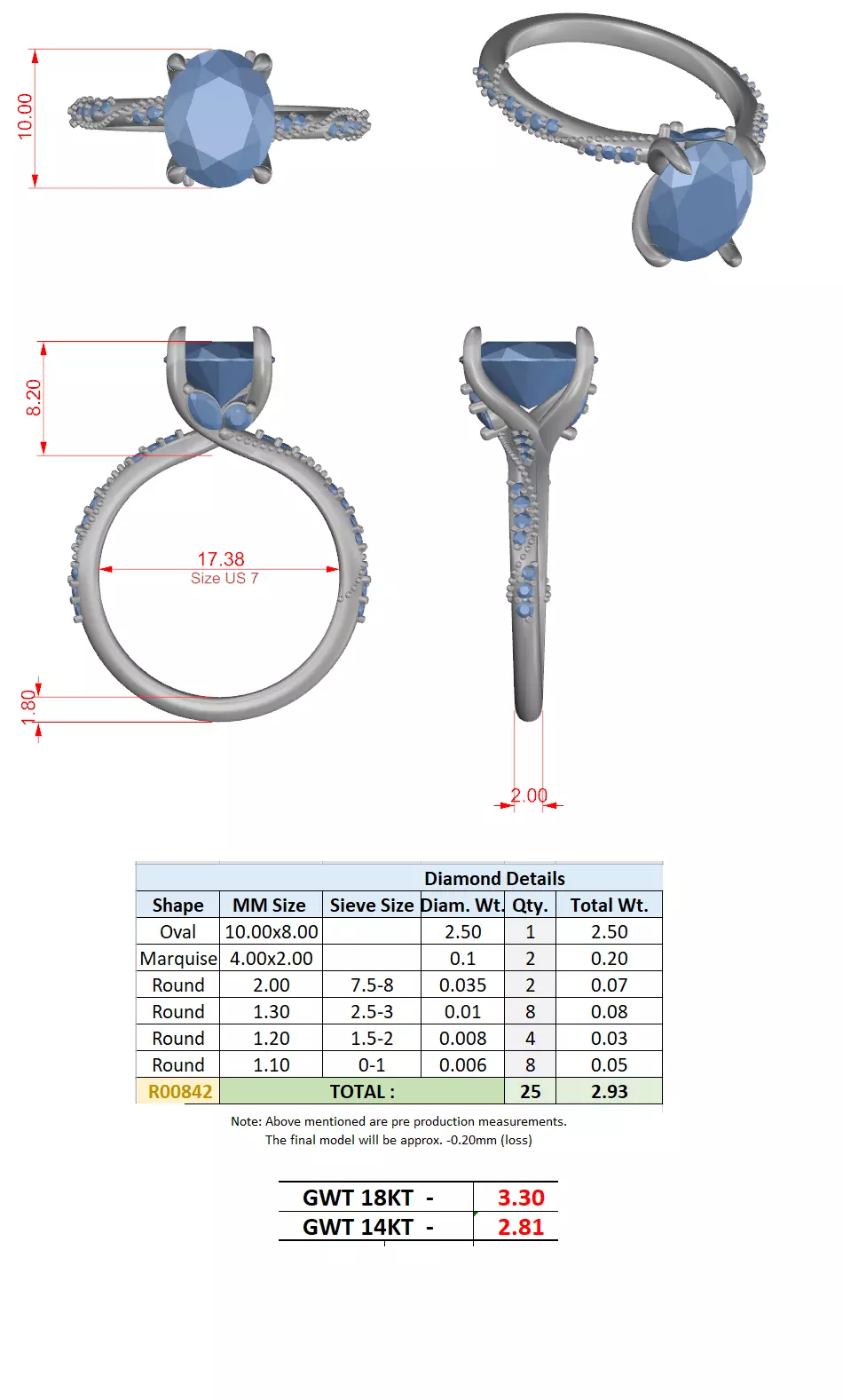 10x8mm Oval Cut Crossover Hidden Marquise Cut Ring 3DM STL Video 3D print model_15