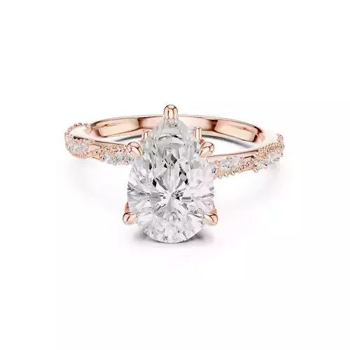 Pear Cut Diamond Hidden Stone Wedding Ring 3DM STL Video