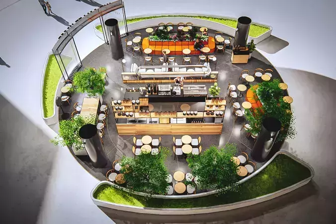 FLOWING SILK COFFEE STORE ARCHITECTURE AND INTERIOR DESIGN 3D model