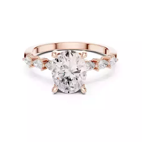 Oval Pear Cut Diamond Hidden Halo Wedding Ring 3DM STL Video 3D print model