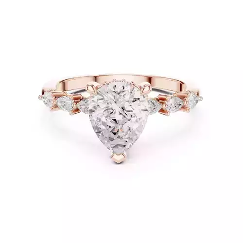 Pear Cut Diamond Milgrain Hidden Halo Wedding Ring 3DM STL Video