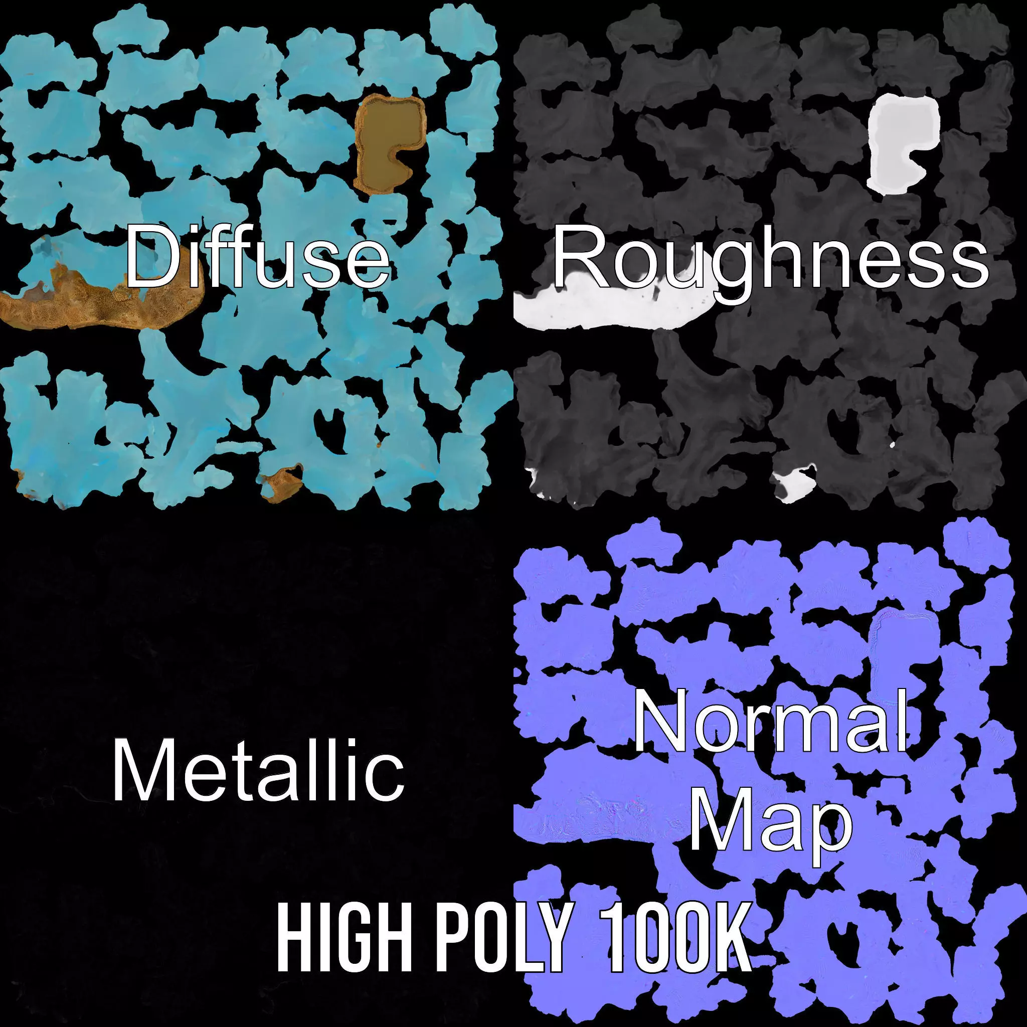 Turquoise Coral model pack Low-poly 3D model_3