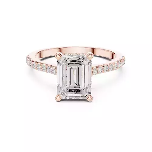 2CT Emerald Cut Hidden Halo Pave Diamond Wedding Ring File Video 3D print model