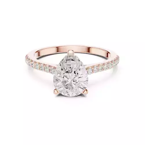 2CT Pear Cut Hidden Halo Pave Diamond Wedding Ring 3DM STL Video