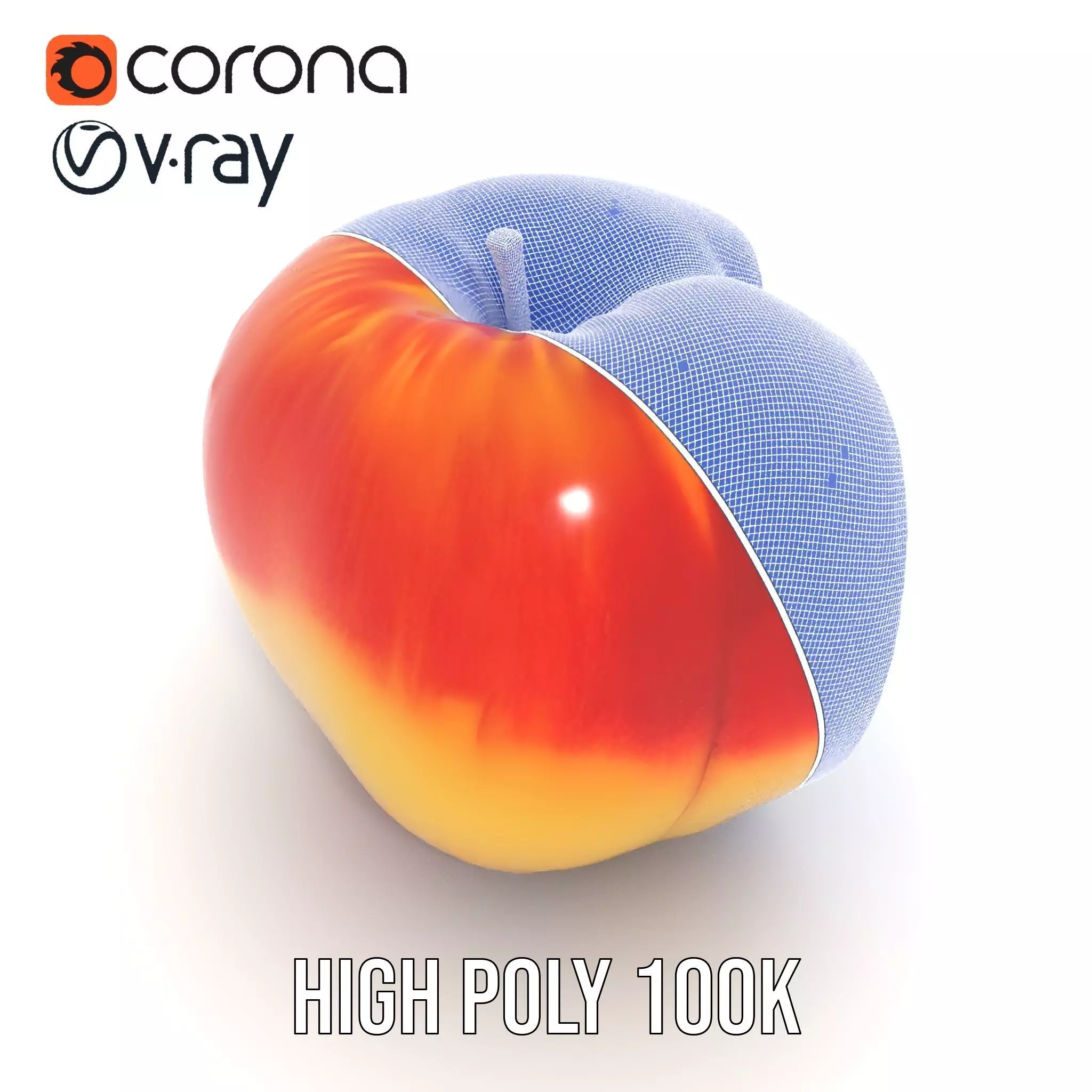 Red Apple Sliced model pack Low-poly 3D model_33