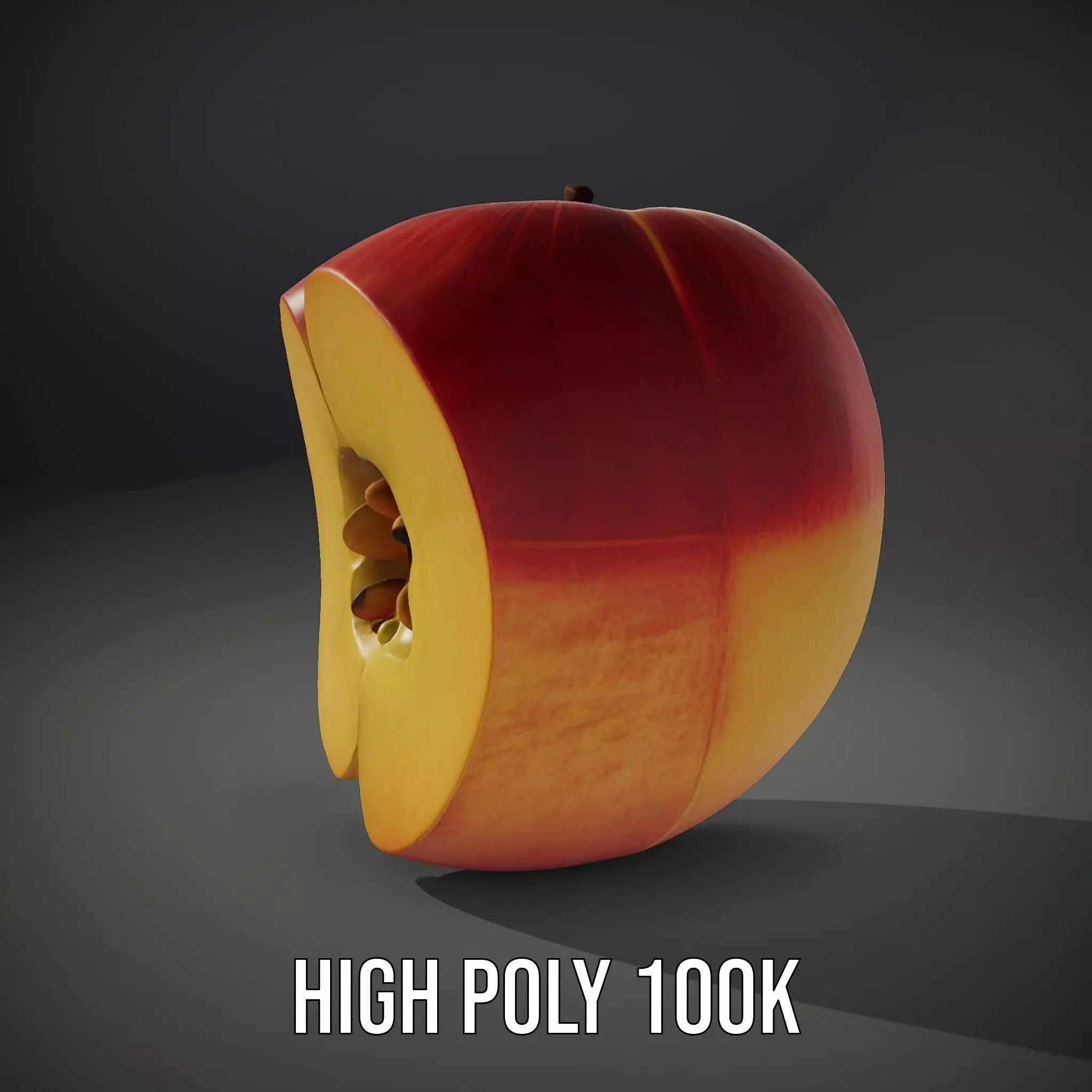 Red Apple Sliced model pack Low-poly 3D model_8