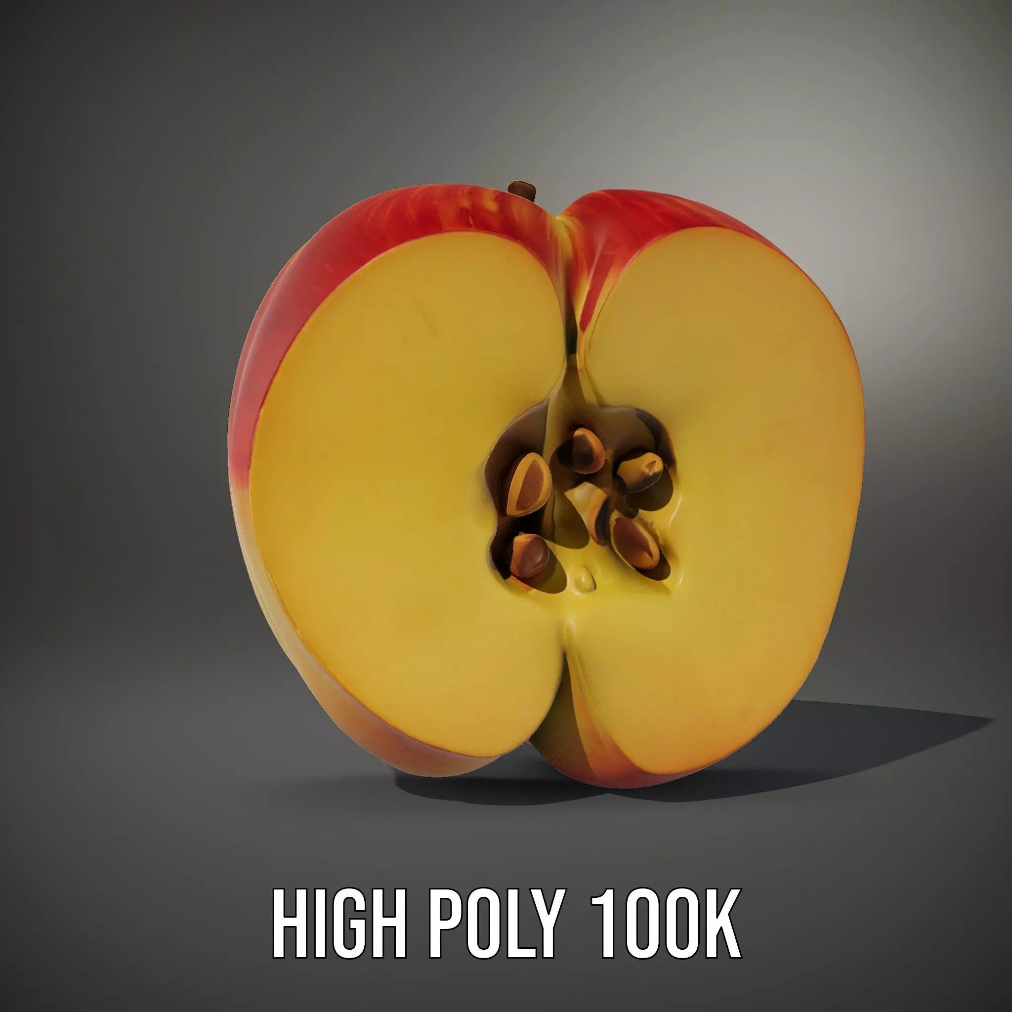 Red Apple Sliced model pack Low-poly 3D model_10