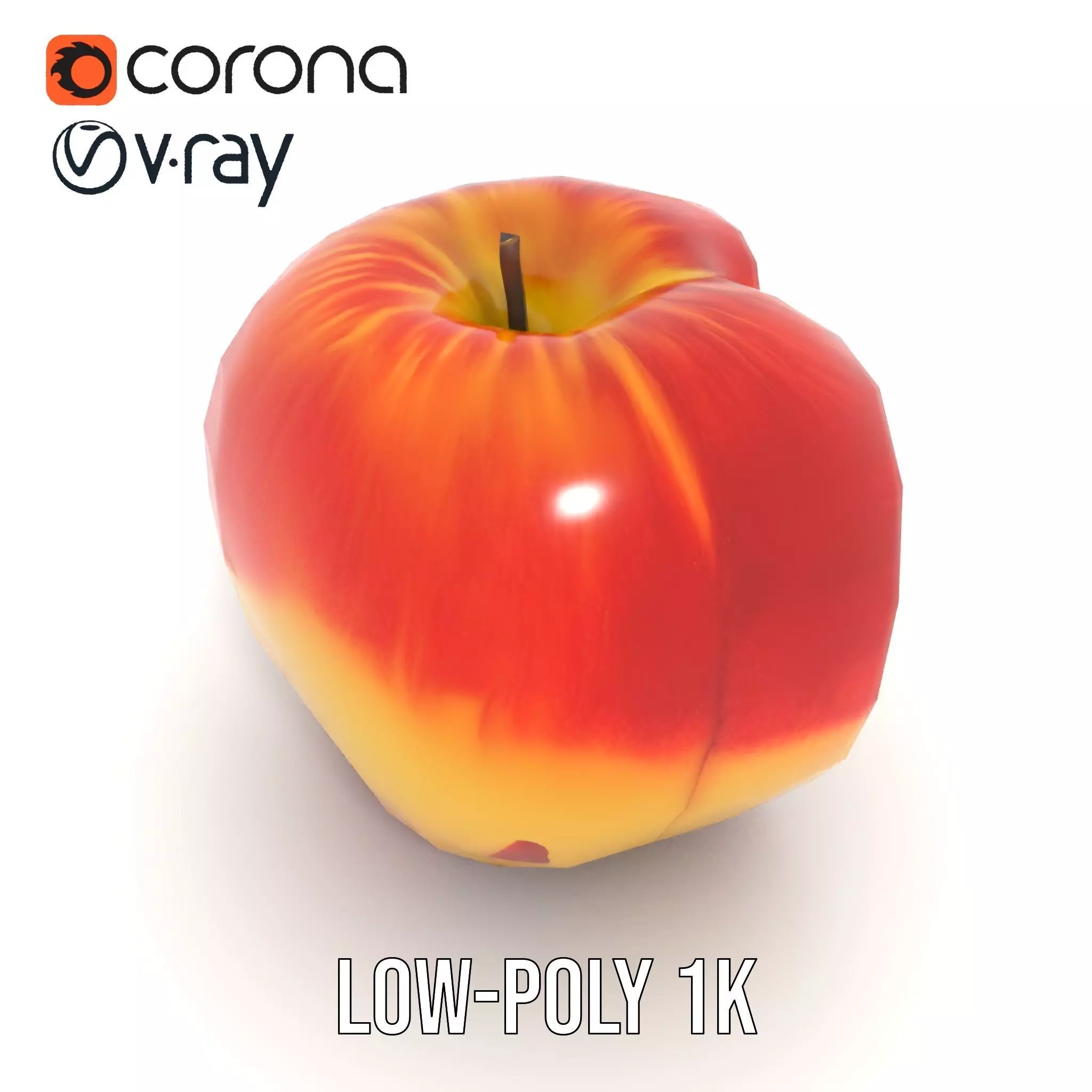 Red Apple Sliced model pack Low-poly 3D model_12