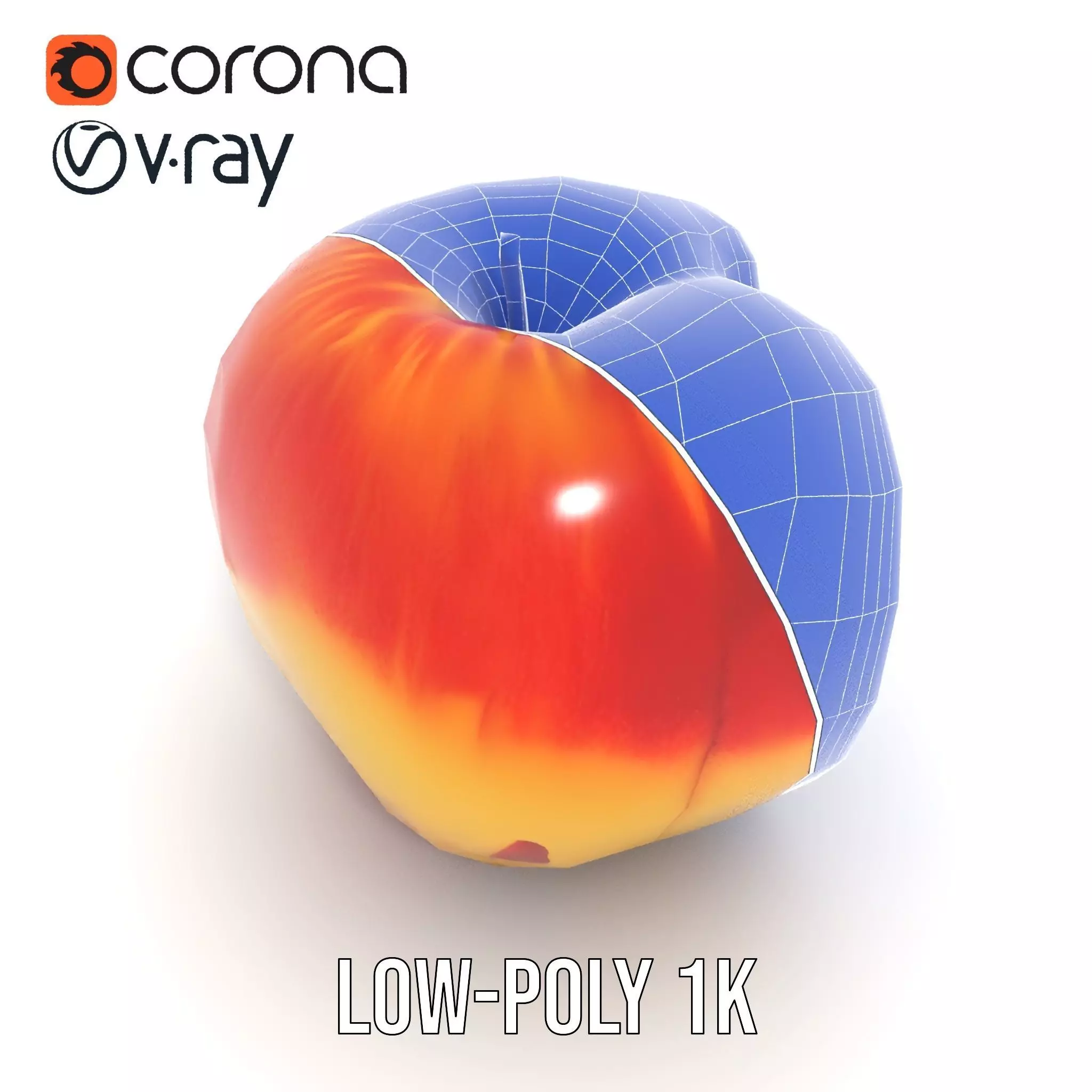 Red Apple Sliced model pack Low-poly 3D model_25