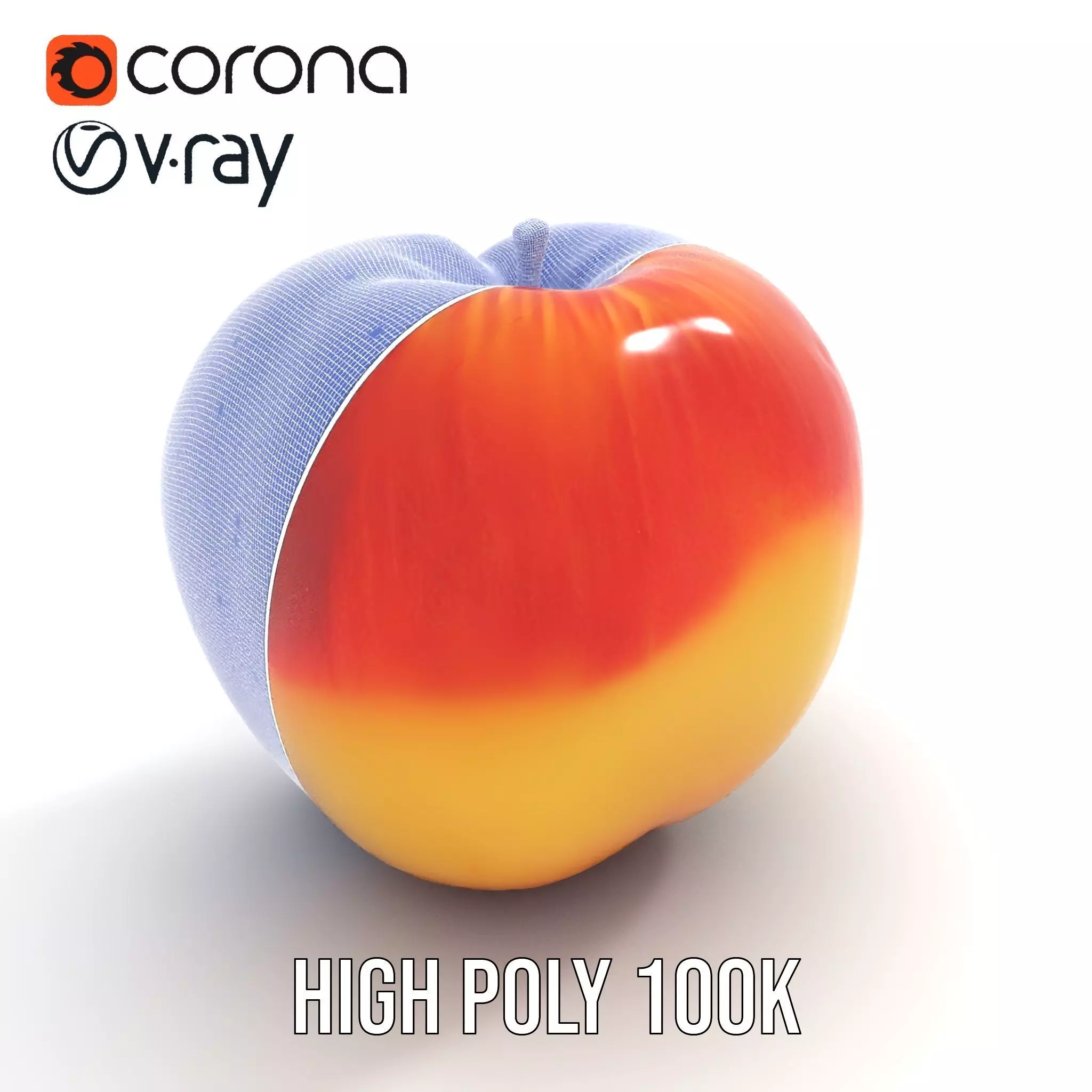 Red Apple Sliced model pack Low-poly 3D model_31