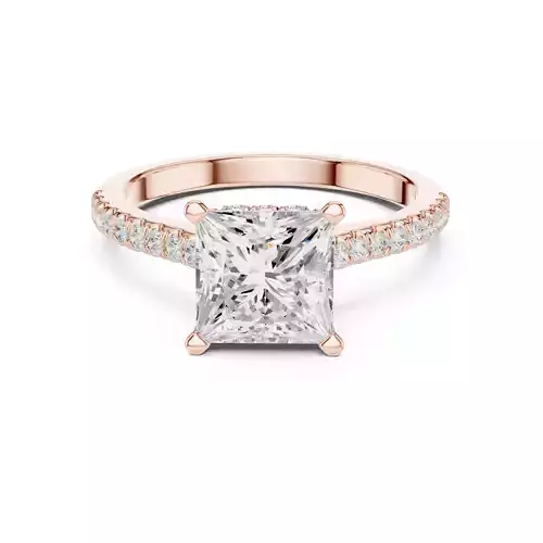 2CT Princess Hidden Halo Pave Diamond Wedding Ring File Video