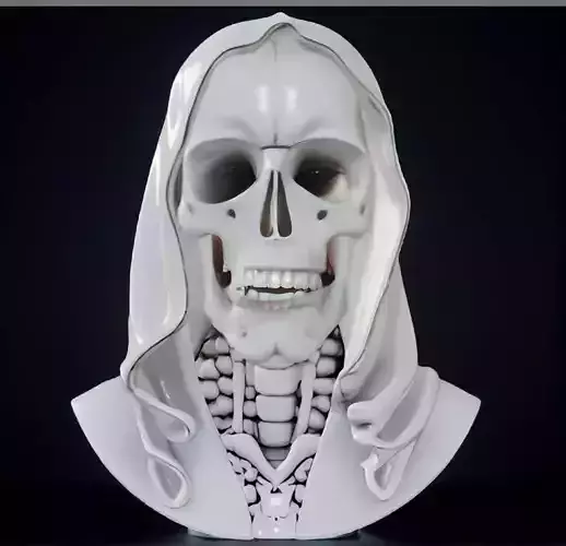 Veiled Bride Skull Bust 3D Model -STL Printable Gothic Sculpture