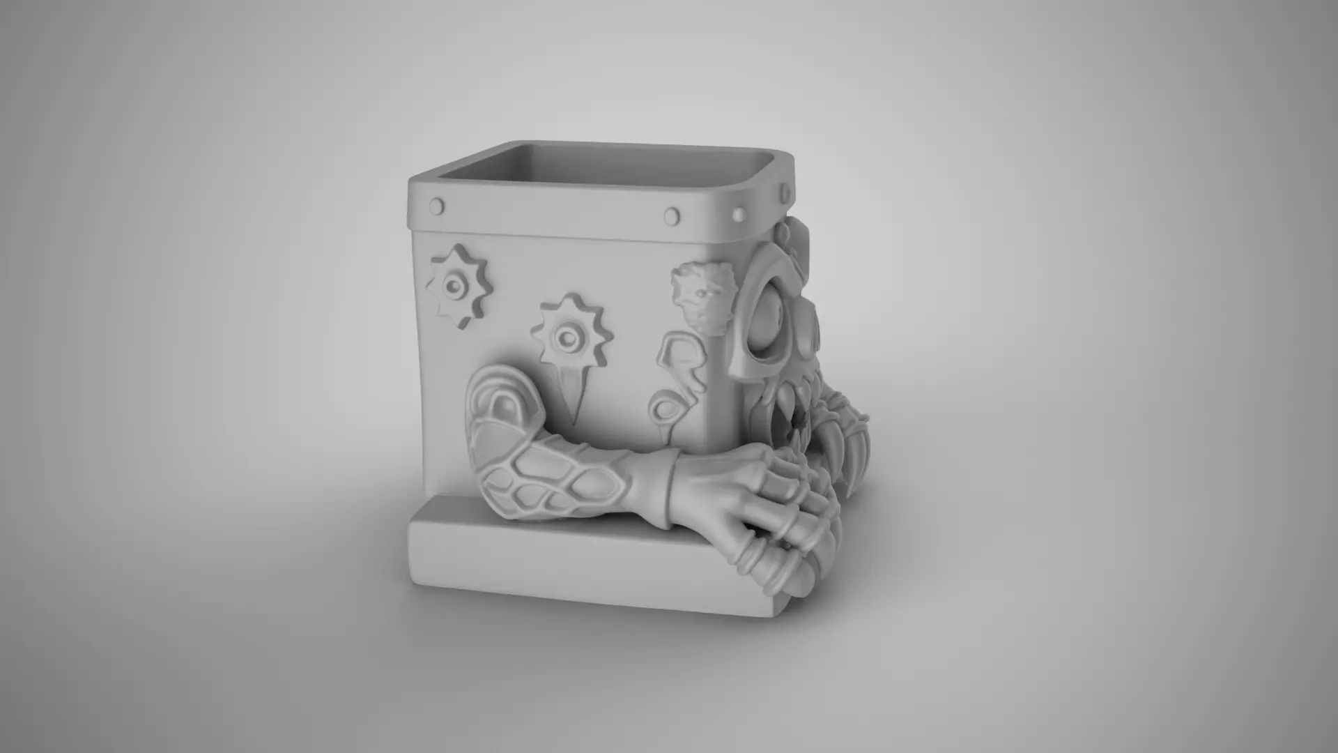 Monster Halloween Pen Holder 3D print model_3