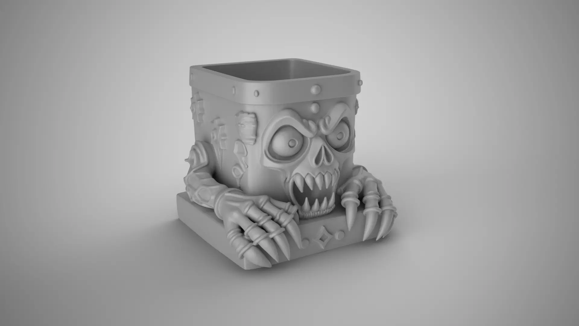 Monster Halloween Pen Holder 3D print model_2