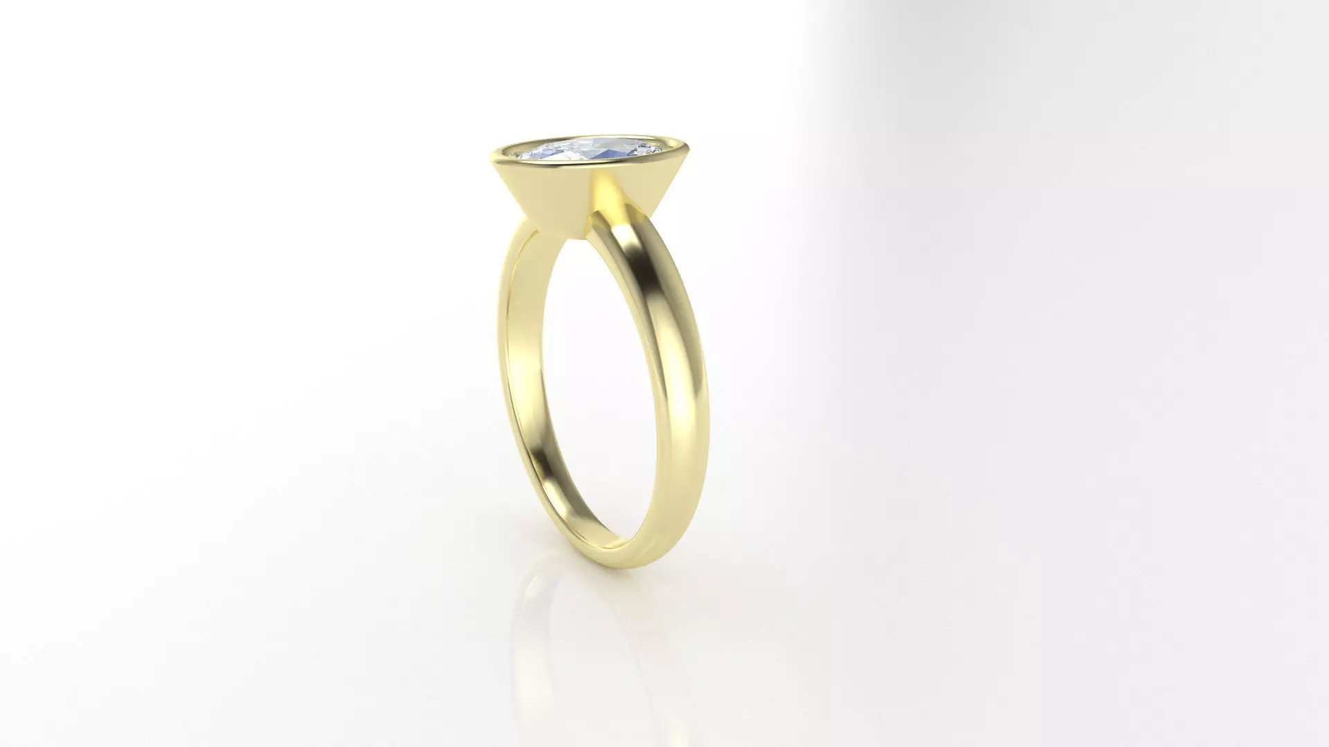 Oval bezel set ring customisable rounded band  3D print model_1