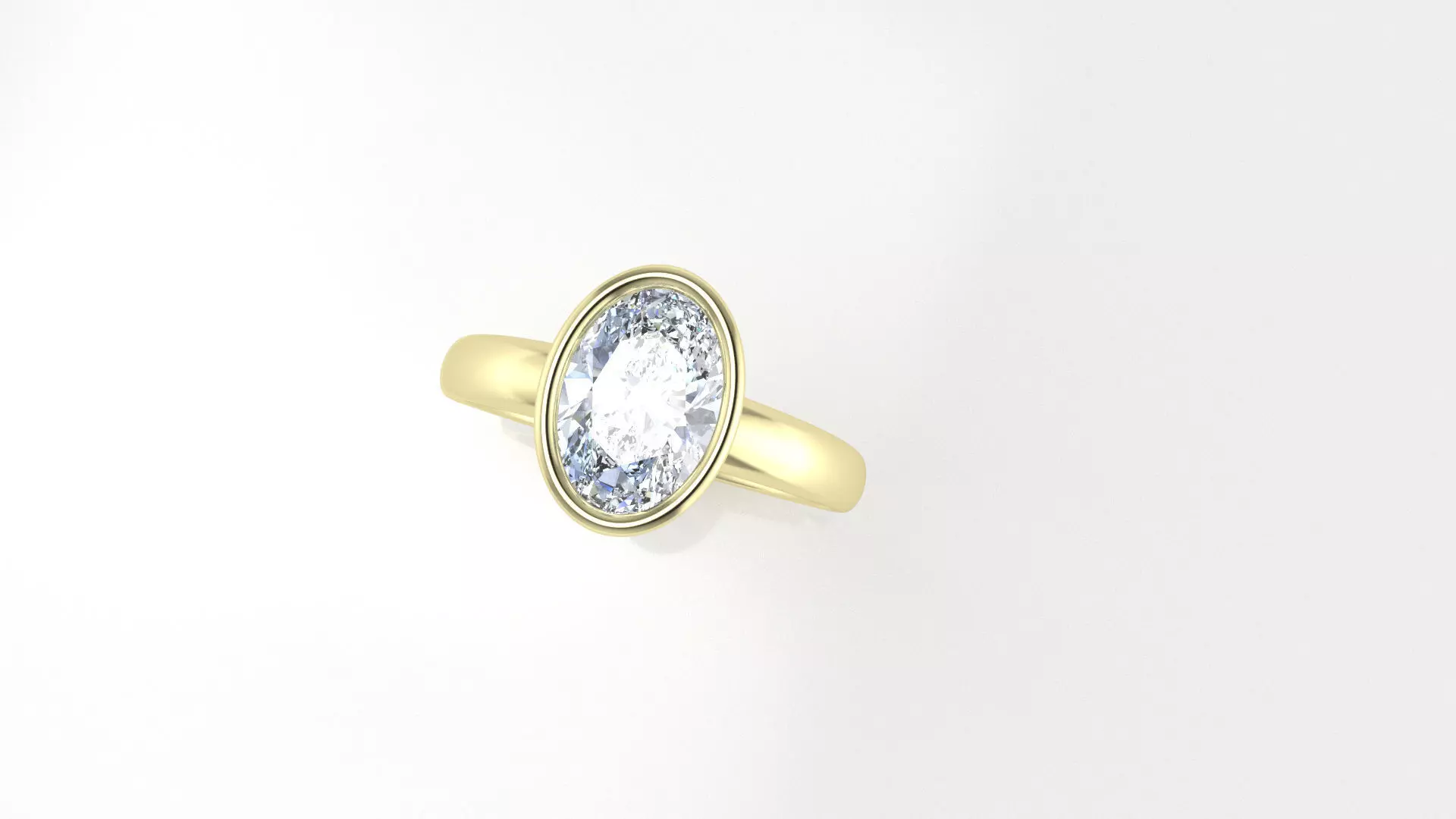 Oval bezel set ring customisable rounded band  3D print model_2