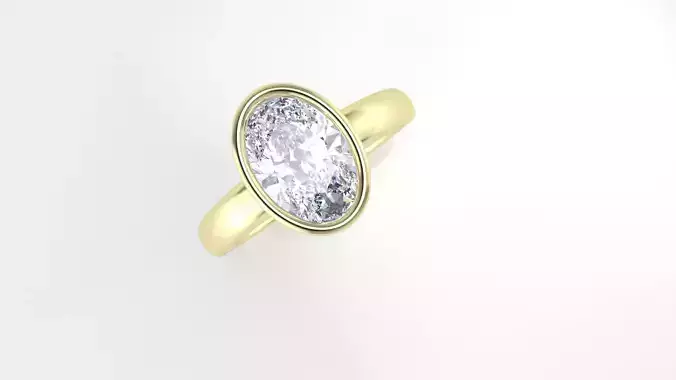 Oval bezel set ring customisable rounded band 