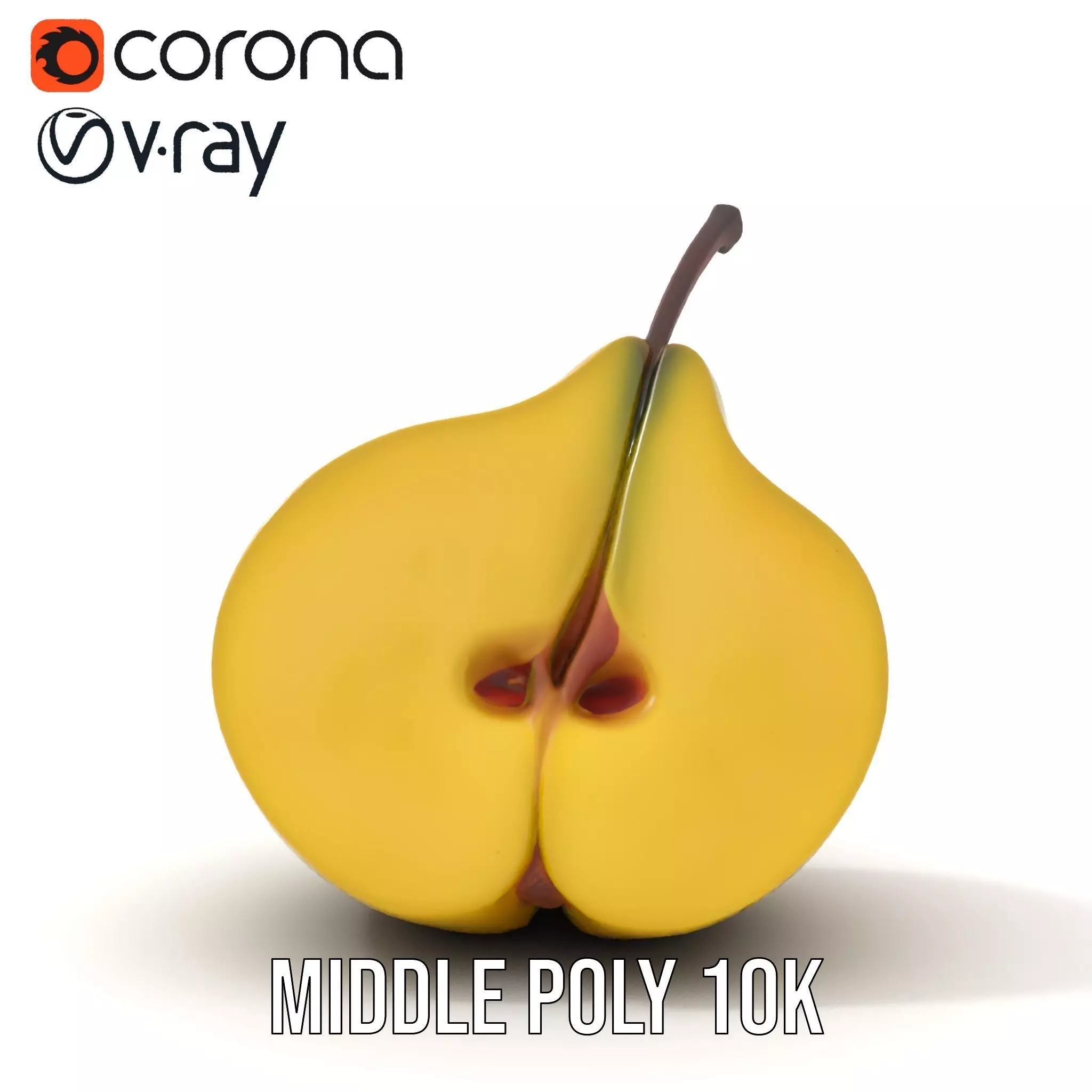 Golden Pear Slice model pack Low-poly 3D model_11