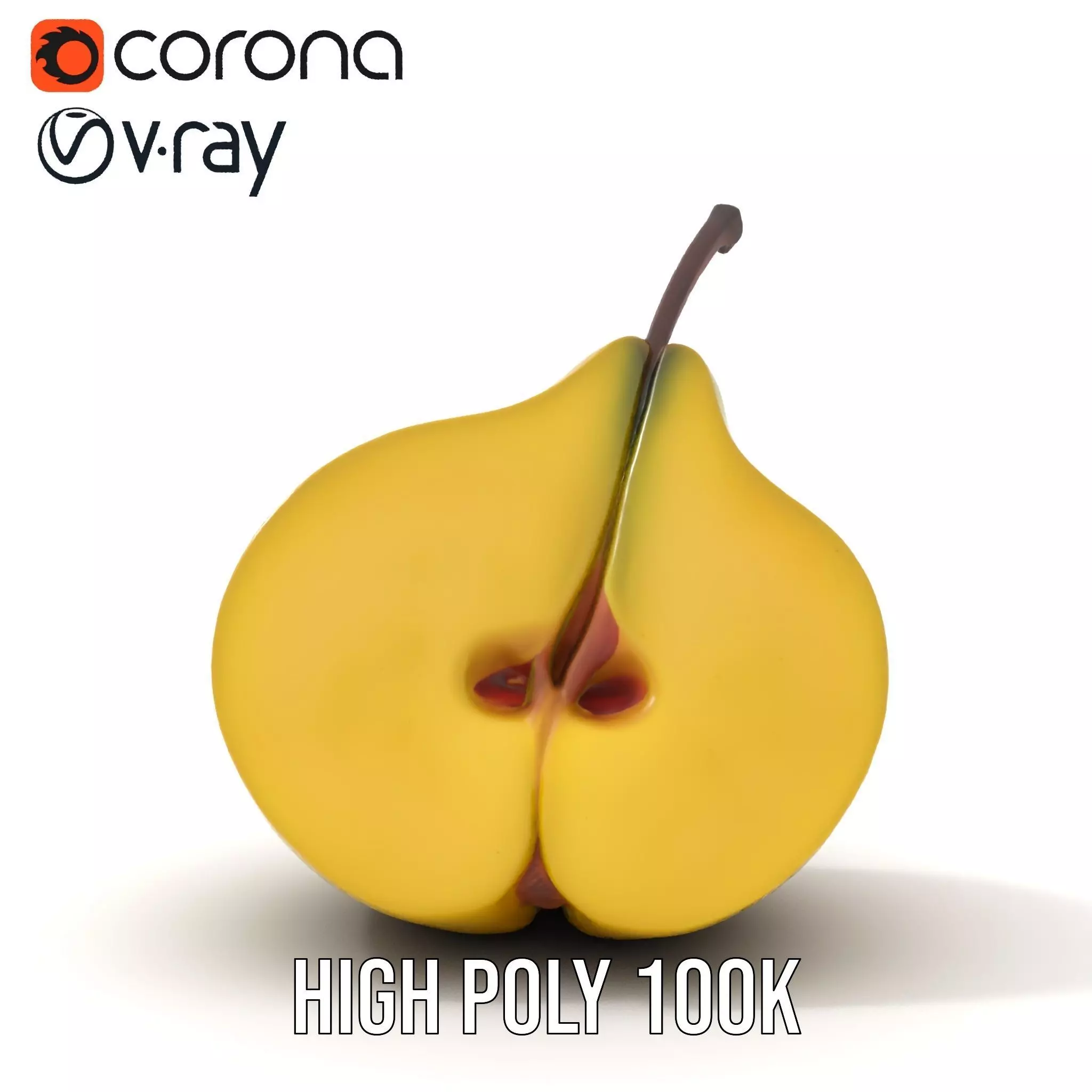 Golden Pear Slice model pack Low-poly 3D model_32