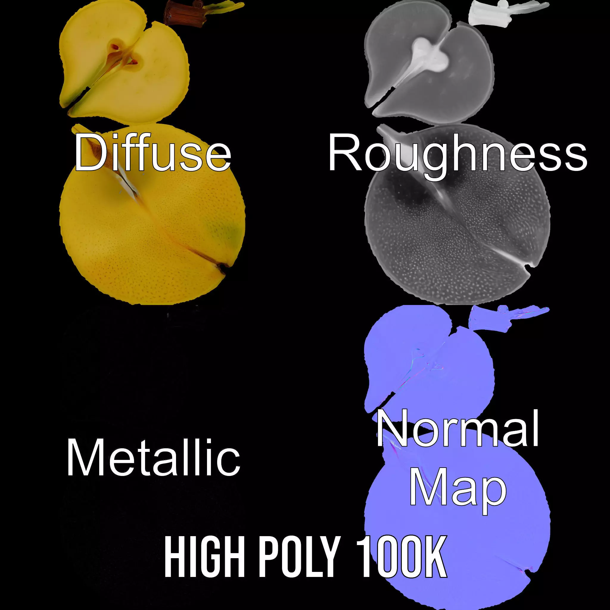 Golden Pear Slice model pack Low-poly 3D model_3