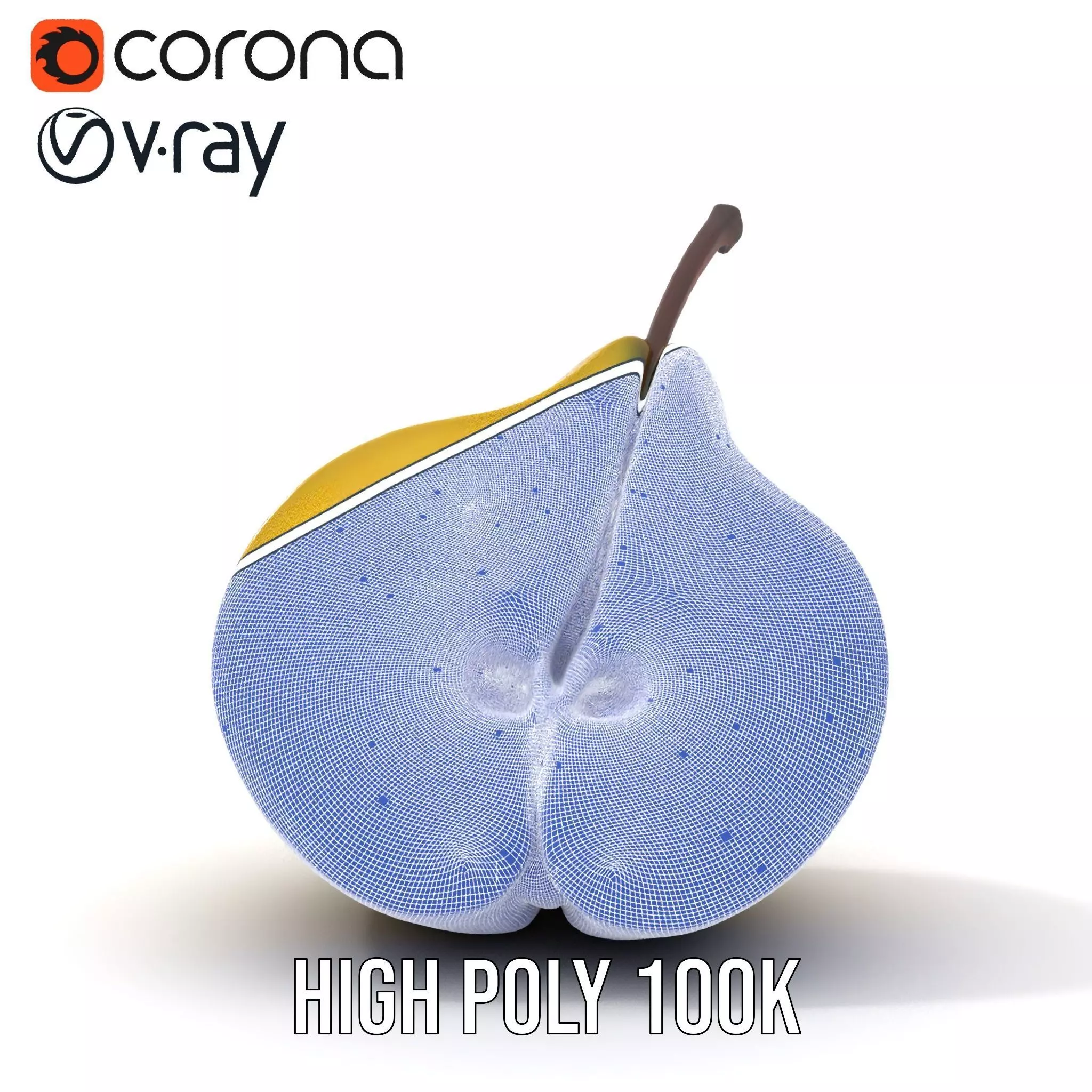 Golden Pear Slice model pack Low-poly 3D model_26