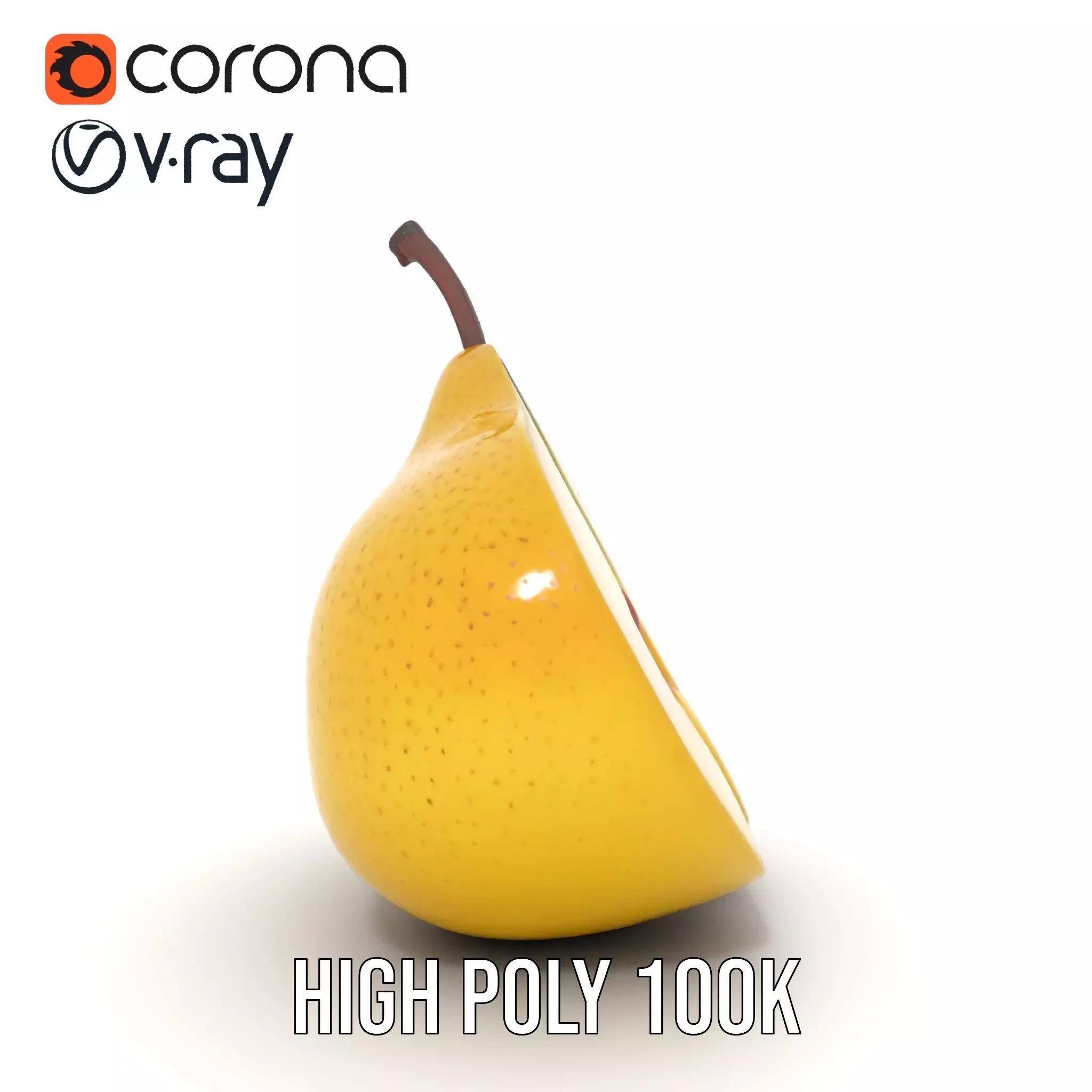 Golden Pear Slice model pack Low-poly 3D model_17