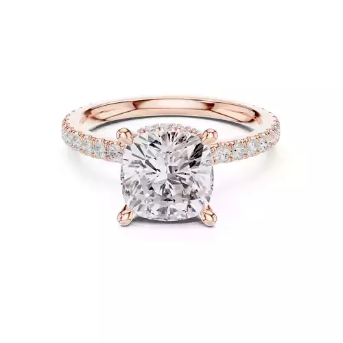 3CT Cushion Cut Double Halo Pave Diamond Ring 3DM STL Video