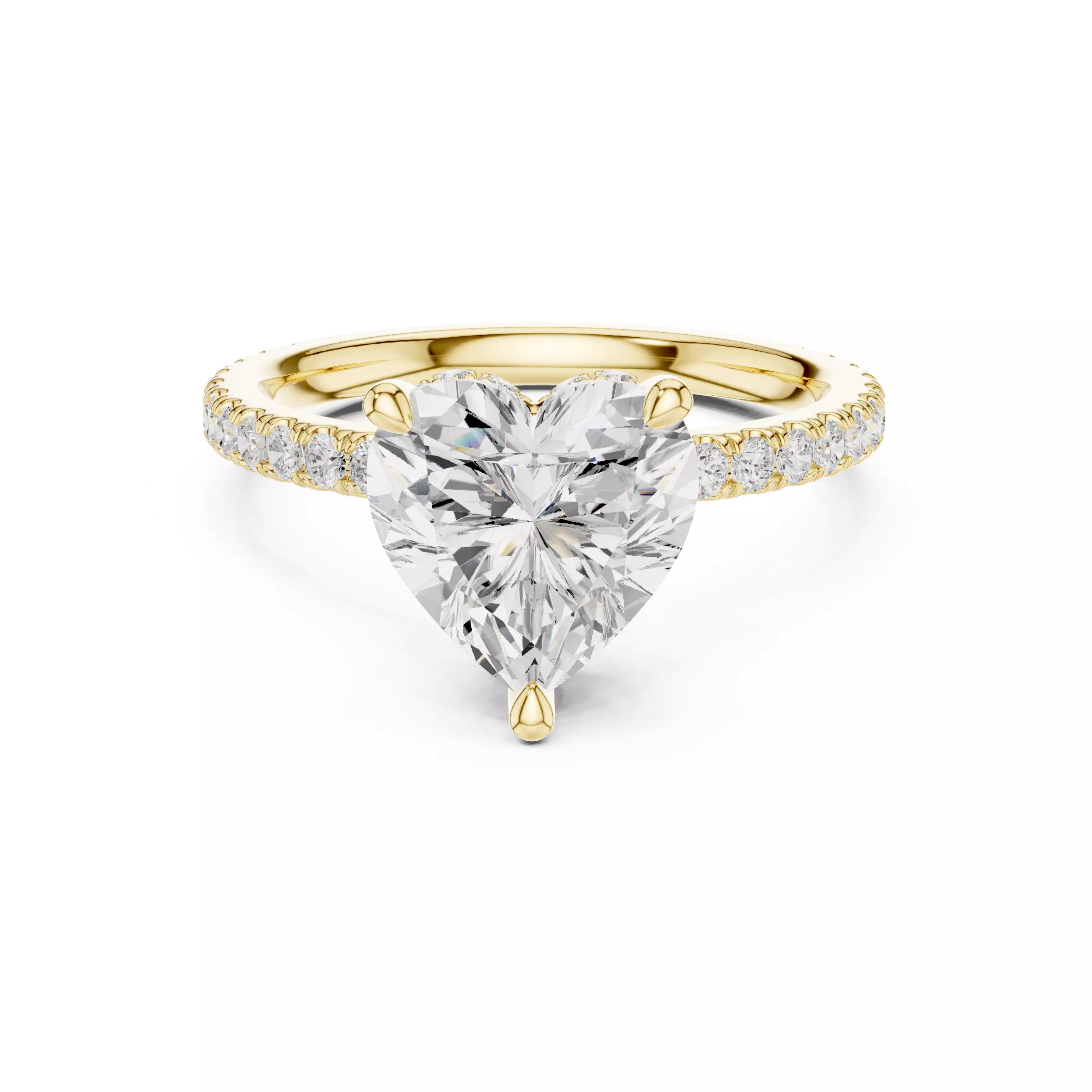 3CT Heart Cut Double Hidden Halo Pave Diamond Ring 3DM STL Video 3D print model_1