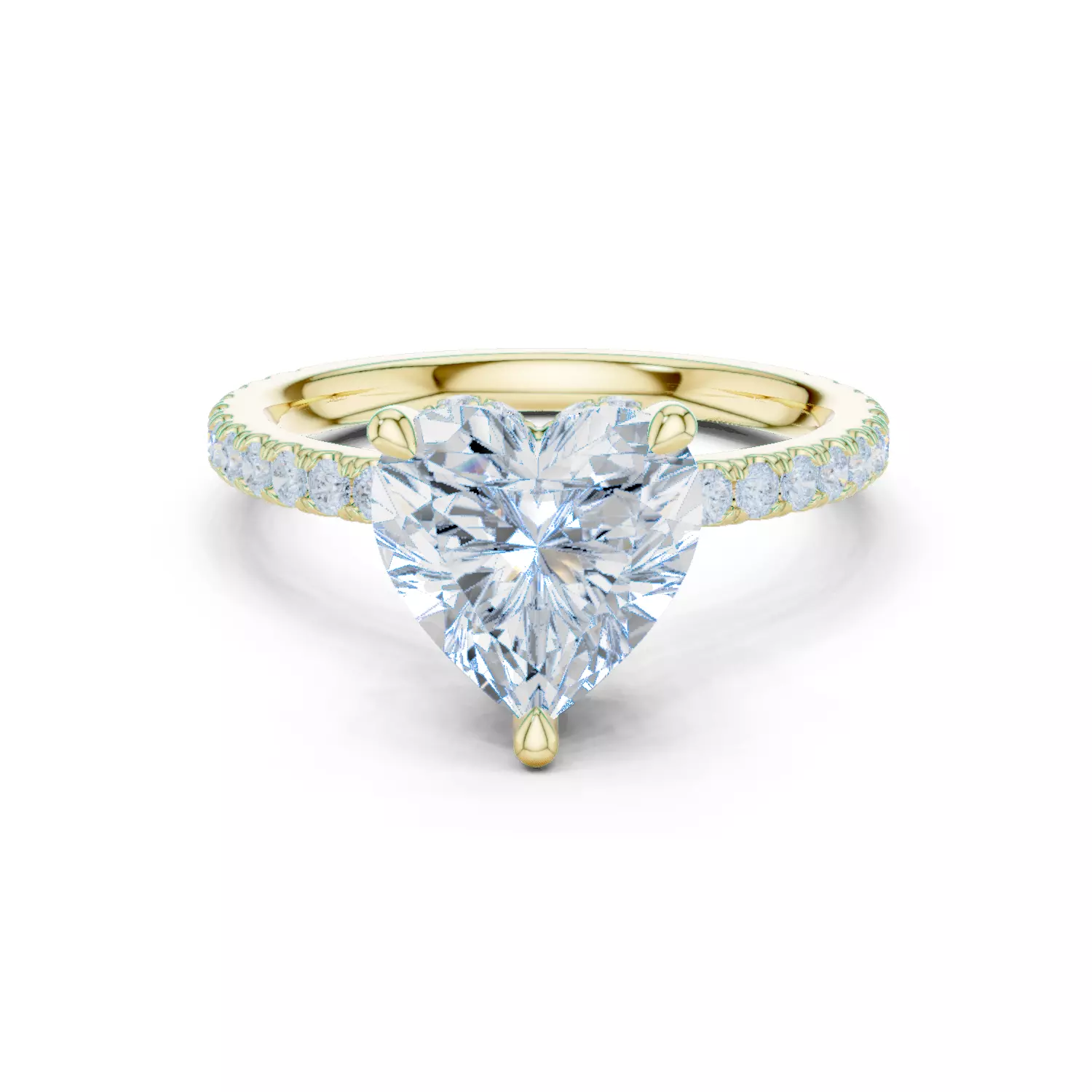 3CT Heart Cut Double Hidden Halo Pave Diamond Ring 3DM STL Video 3D print model_16