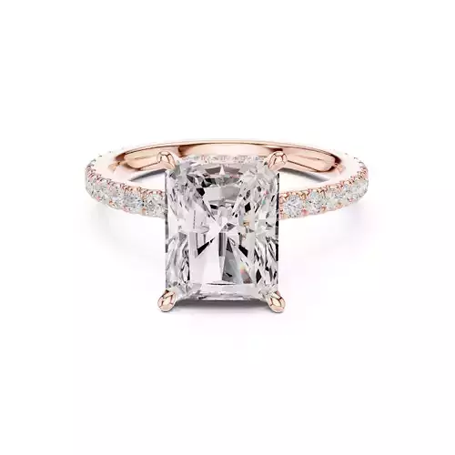 3CT Radiant Cut Double Hidden Halo Pave Diamond Ring File Video