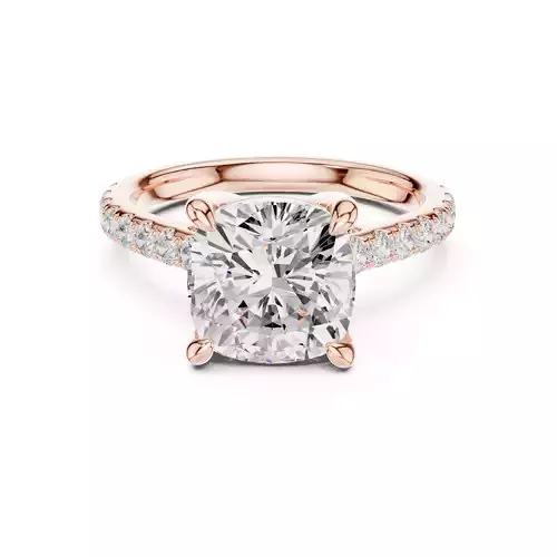 4CT Cushion Cut Diamond Hidden Halo Wedding Ring 3DM STL Video