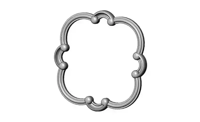 Rounded square carved detailed corner scroll arc frame relief 3D print model