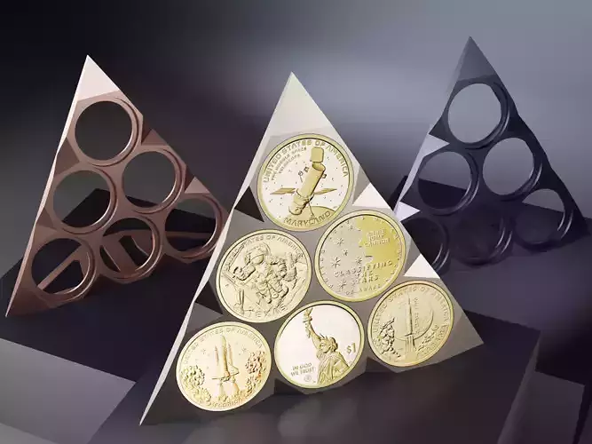 Space Coin Display Stand  American Innovation Series 3D print model