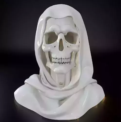 Veiled Bride Skull Bust 3D Model -STL Printable Gothic Sculpture
