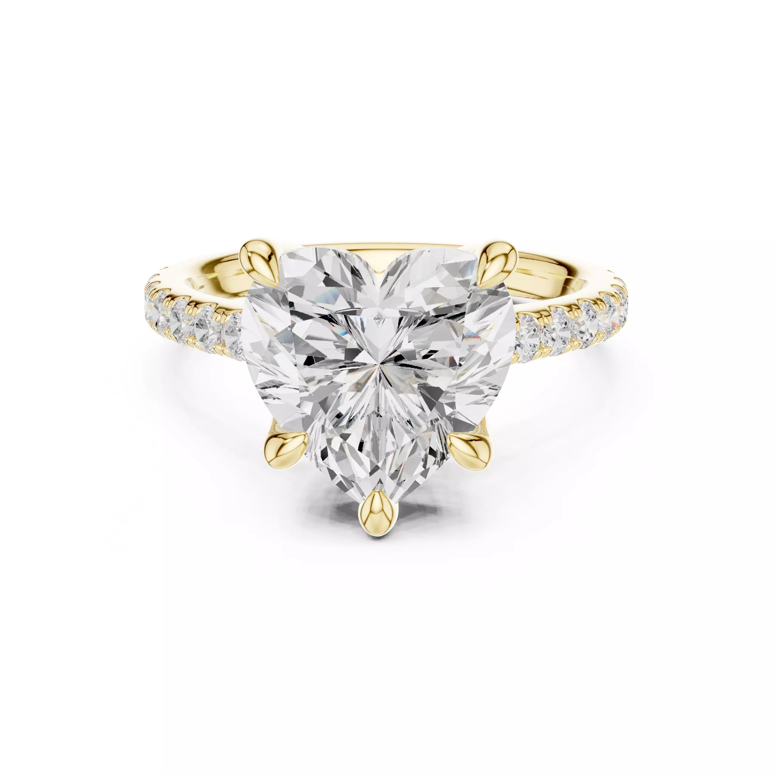 4CT Heart Cut Hidden Halo Pave Diamond Woman Ring 3DM STL Video 3D print model_1