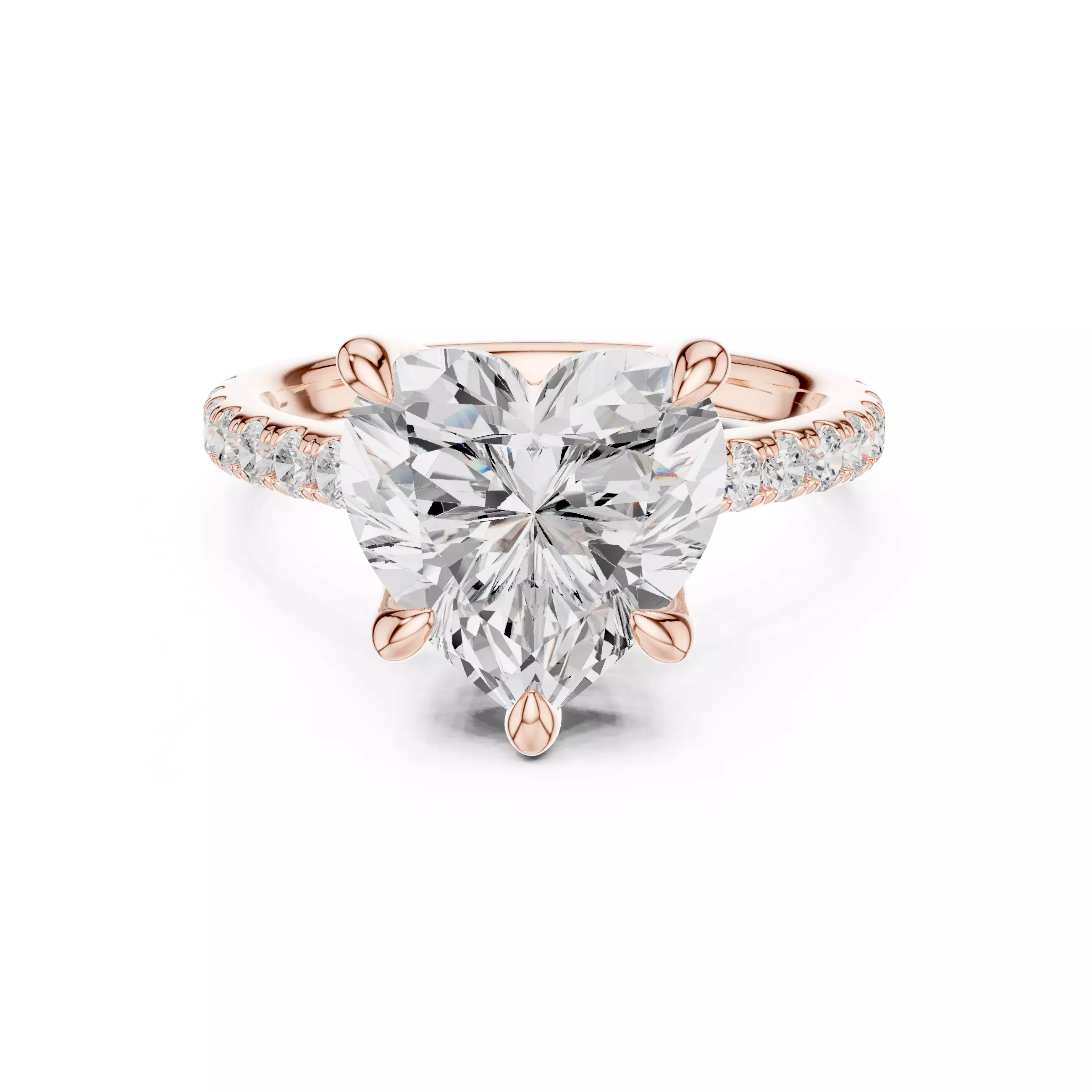 4CT Heart Cut Hidden Halo Pave Diamond Woman Ring 3DM STL Video 3D print model_0