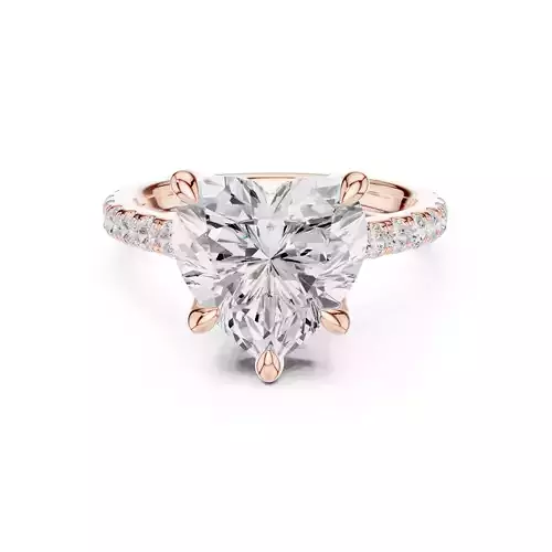 4CT Heart Cut Hidden Halo Pave Diamond Woman Ring 3DM STL Video 3D print model