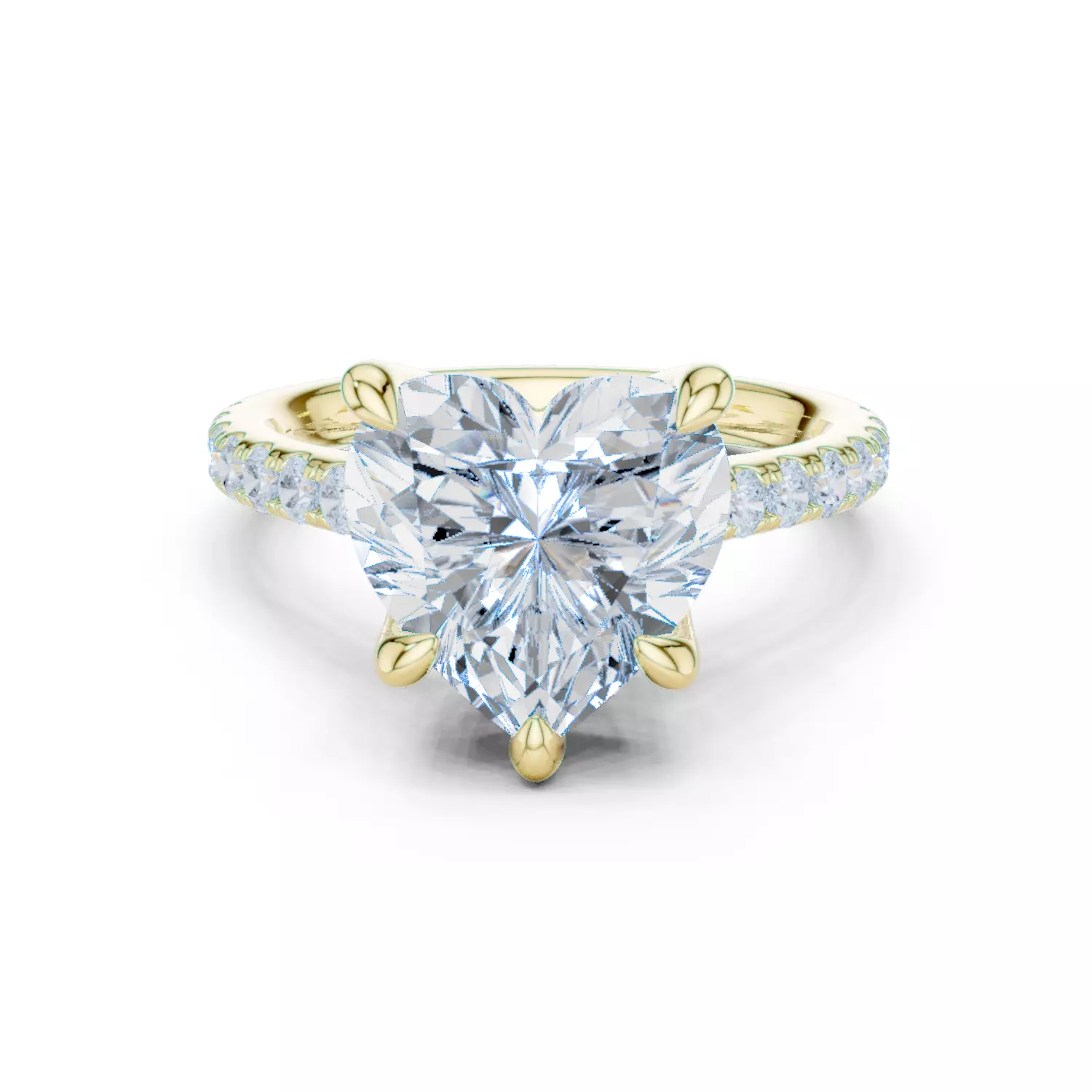 4CT Heart Cut Hidden Halo Pave Diamond Woman Ring 3DM STL Video 3D print model_13