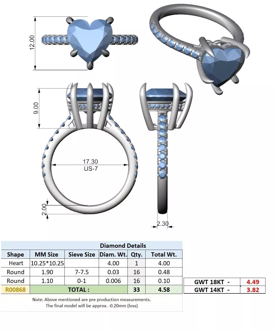 4CT Heart Cut Hidden Halo Pave Diamond Woman Ring 3DM STL Video 3D print model_15