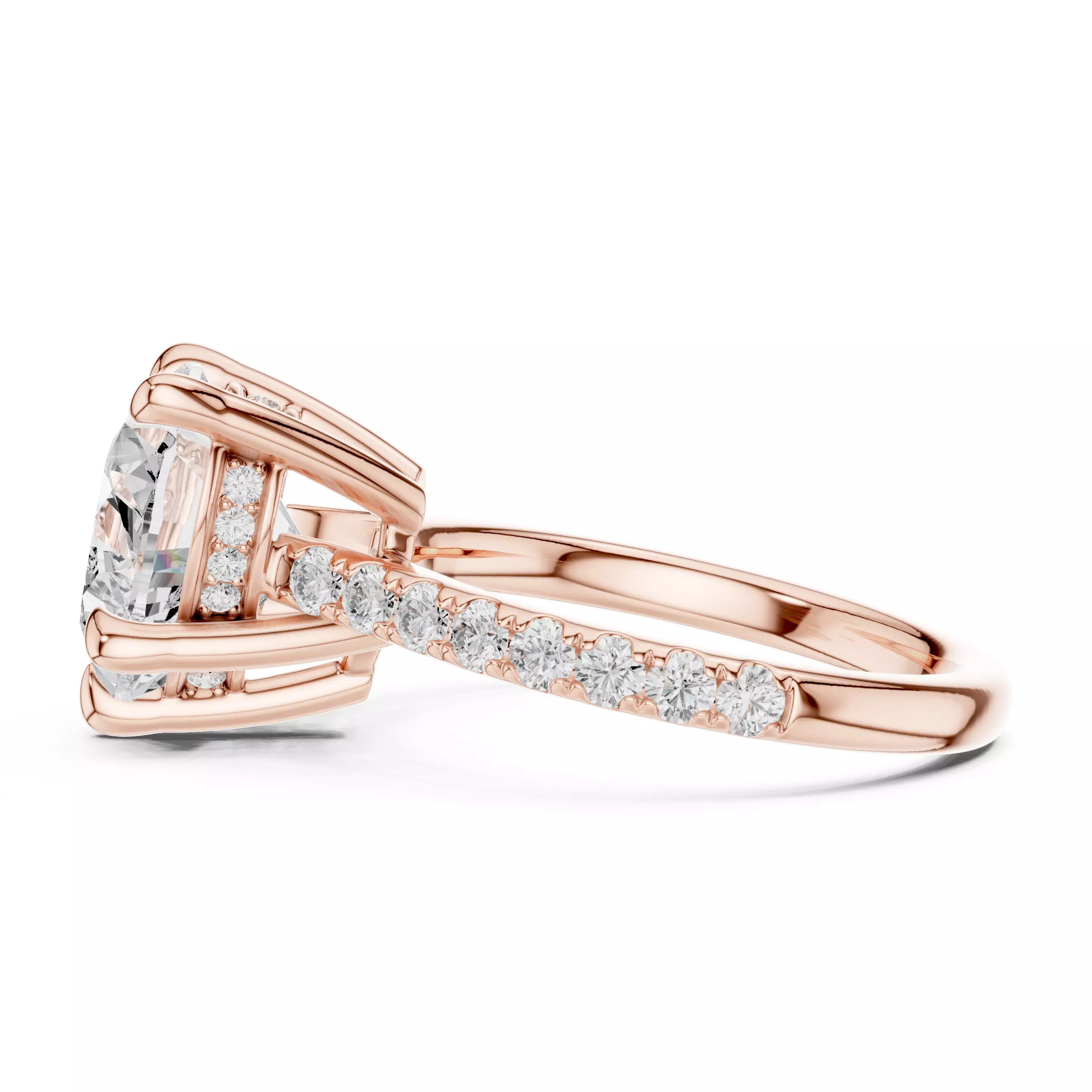 4CT Heart Cut Hidden Halo Pave Diamond Woman Ring 3DM STL Video 3D print model_5