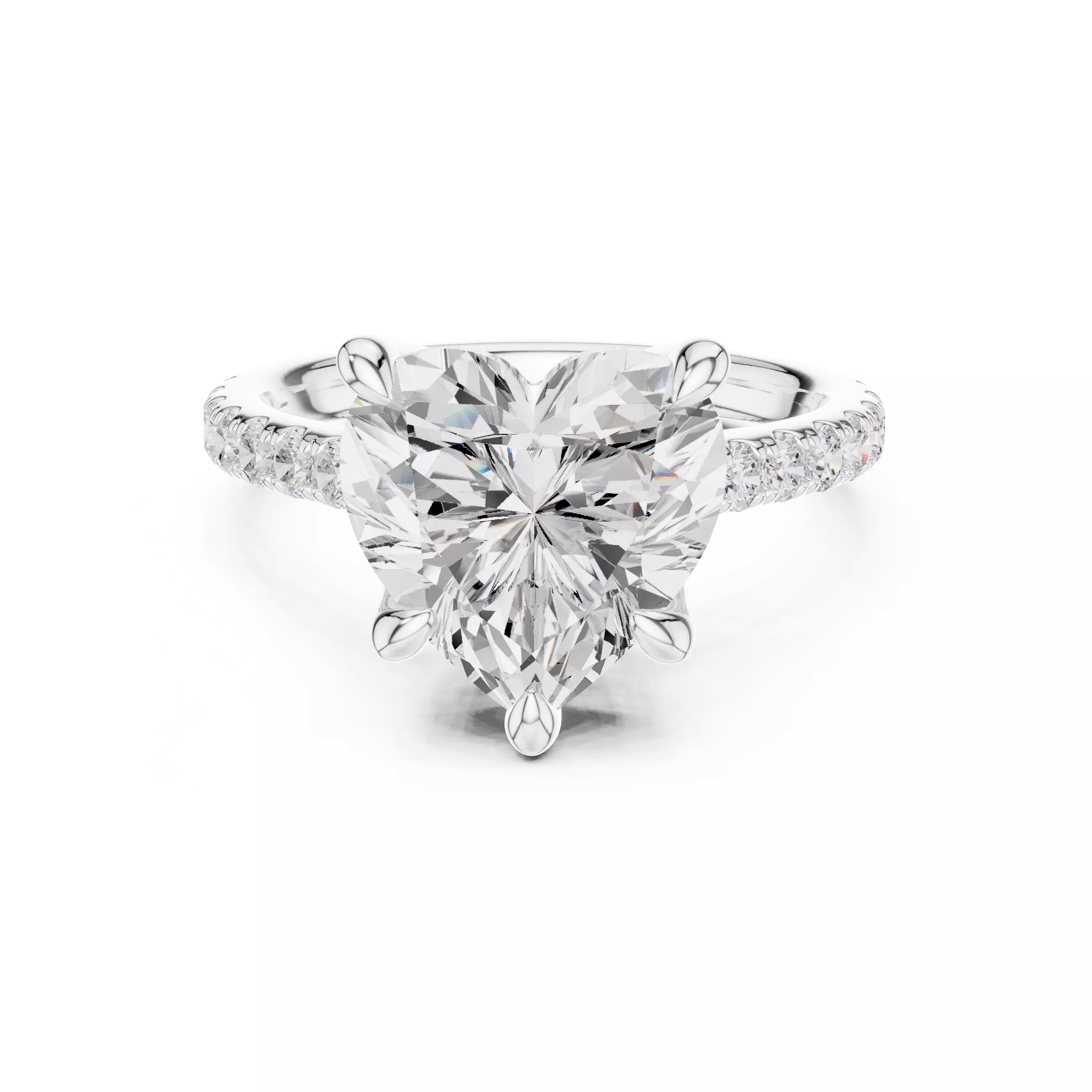 4CT Heart Cut Hidden Halo Pave Diamond Woman Ring 3DM STL Video 3D print model_2