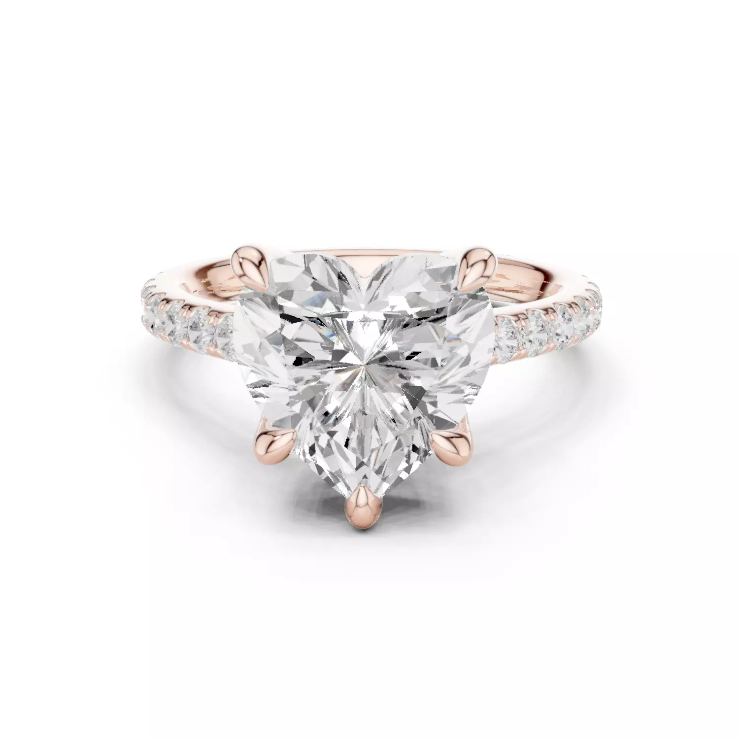 4CT Heart Cut Hidden Halo Pave Diamond Woman Ring 3DM STL Video 3D print model_12