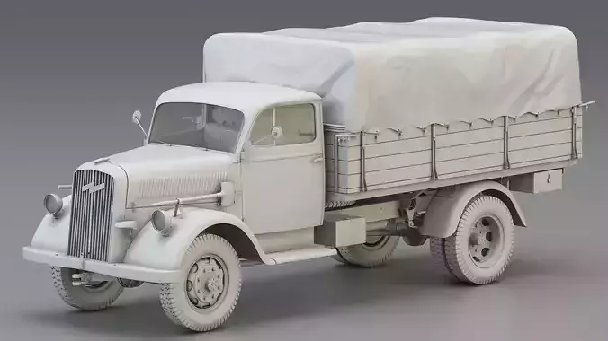 WWII German Army Cargo Truck 3t 3D model