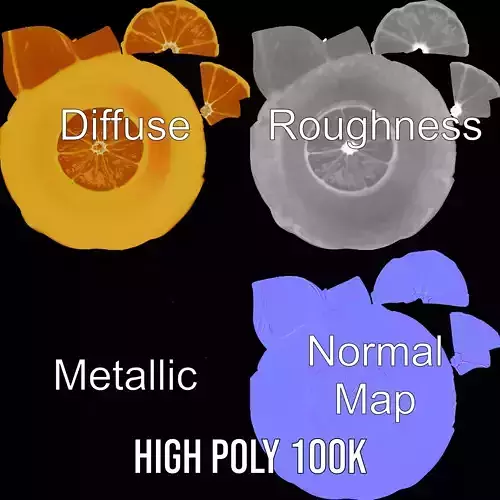 Fresh Orange Slice model pack Low-poly 3D model 3