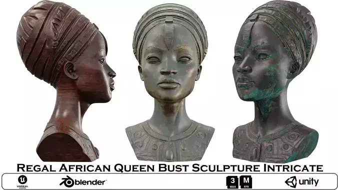 Regal African Queen Bust Sculpture Intricate