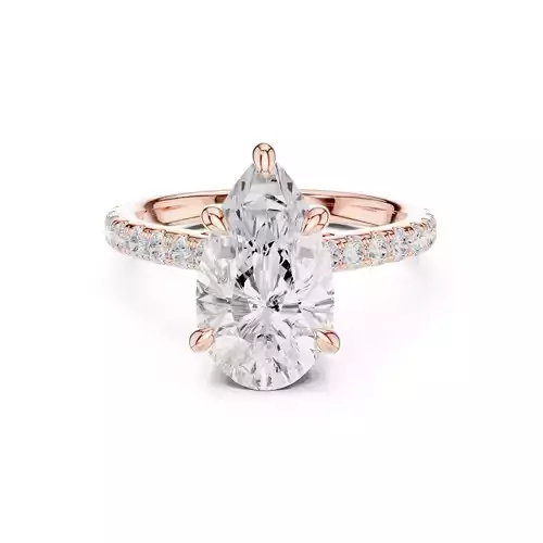 4CT Elongated Pear Cut Hidden Halo Pave Diamond Ring File Video 3D print model