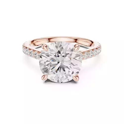 4CT Round Cut Hidden Halo Pave Diamond Woman Ring 3DM STL Video