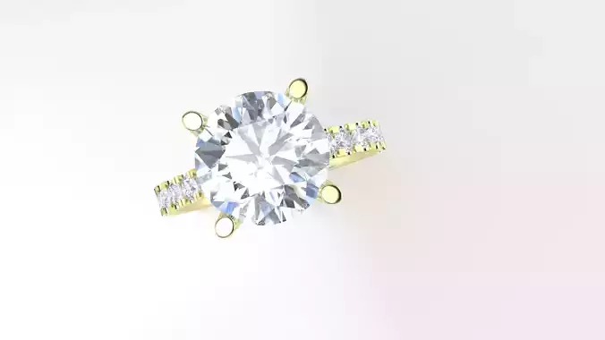 3ct round RBC diamond ring with small diamonds engagement ring