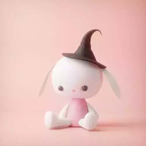 CUTE Halloween BUNNY WITH witch hat